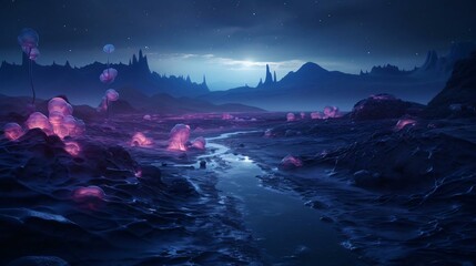 Fototapeta premium a rocky beach at night