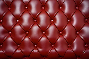 Dar red leather upholster with diamond pattern connected by buttons
