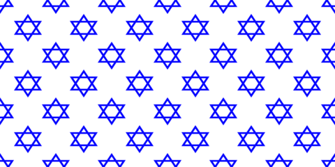 Seamless pattern of blue stars of David on a transparent background. Template for background, banner, card, poster, web, textile.