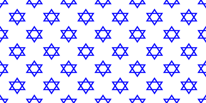Seamless pattern of blue stars of David on a transparent background. Template for background, banner, card, poster, web, textile. - Powered by Adobe