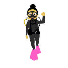 Female scuba diver illustration