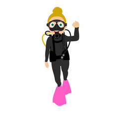 Female scuba diver illustration