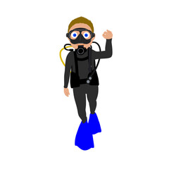 Male scuba diver illustration