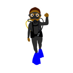 Male scuba diver illustration