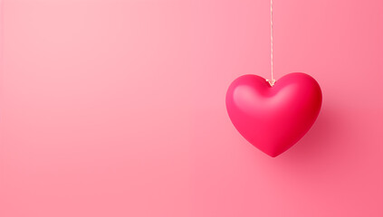 pink heart on a red background