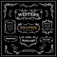 Western hand drawn banners vintage badge vector