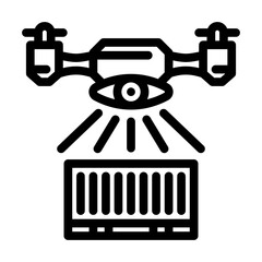cargo inspection autonomous delivery line icon vector. cargo inspection autonomous delivery sign. isolated contour symbol black illustration