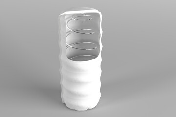 mattress pocket spring coil 3d render illustration silver in fabric cover