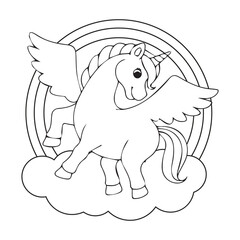 Rainbow coloring book with Horse