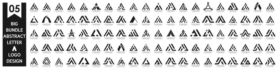 collection abstract letter A logo design. modern logotype A design with black color. vector illustration