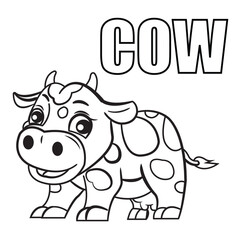 Fototapeta premium cow cartoon coloring pages for kids