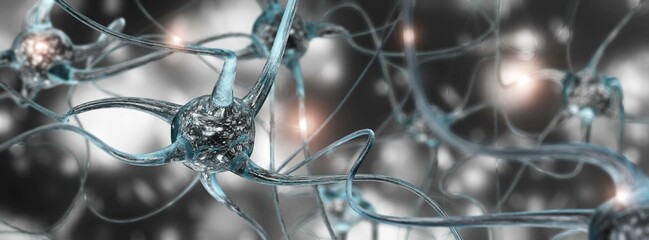 neuron, neuron transmits a signal, nerve node, neural network, 3D rendering