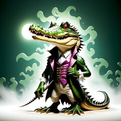 Ferocious Crocodile in a Fantastical Fairy Tale World_generative ai
