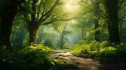 Fototapeta premium a dirt path through a forest