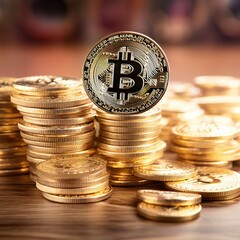Bitcoin coin BTC Golden bitcoins Cryptocurrency virtual money