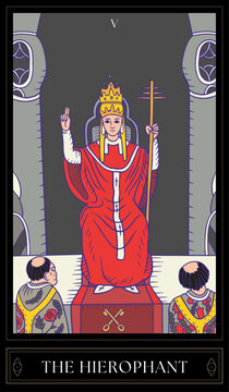 Tarot Card Illustration isolated on white background. the hierophant
