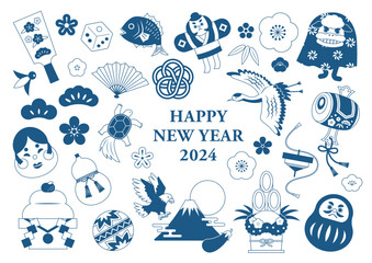 単色 お正月イラストセット