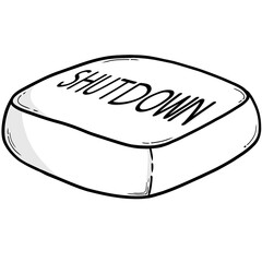 Shutdown button black and white icon illustration design work keyboard 