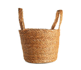 Wicker basket on white background