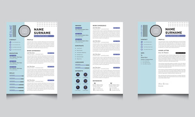 Creative Resume and Cover Letter Layout with Minimalist resume cv template, Resume design template, cv design