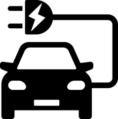 電気自動車とバッテリーの充電のアイコン