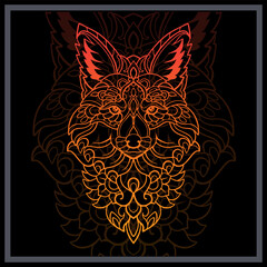 Fototapeta premium Gradient Colorful Fox head mandala arts isolated on black background