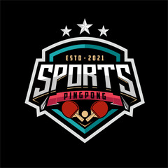 Obraz premium Table tennis badge emblem logo. Sports label vector illustration for a ping pong club