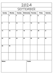 2024 SEPTEMBER planner. calendar planner. simple minimal calendar. vector illustration. Daily Planner Design 2024. Life and Business Planner Set. Organizer Schedule.
