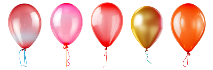 set of balloons isolated on transparent background - design element PNG cutout collection