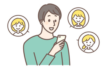 a man checking dating app on smart phone