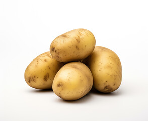 A heap of fresh and clean potato isolated on white background, photorealistic illustration