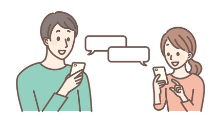 a couple talking by smart phone