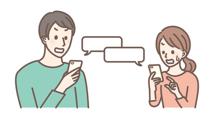 a couple talking by smart phone