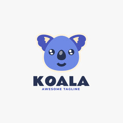 Vector Logo Illustration Koala Flat Color Style.