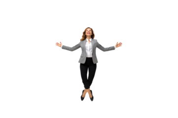 Businesswoman showing happiness isolated on transparent background