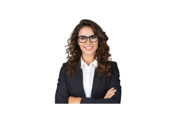 Business woman wearing glasses and mask standing with arms crossed and smiling looking at camera