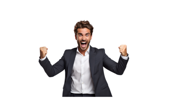 Handsome young businessman wearing a mask stands with his arms crossed and smiles looking at the camera. Isolated on transparent background. - Powered by Adobe