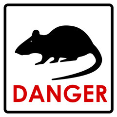 Vector sign-beware of rats. A warning sign that there are rodents in the area.
