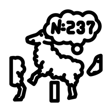 counting sheep sleep night line icon vector. counting sheep sleep night sign. isolated contour symbol black illustration