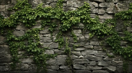 a stone wall with plants growing on it