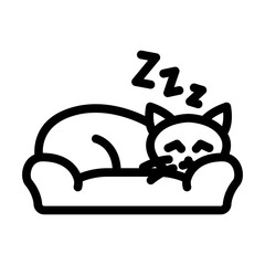 slumbering cat sleep night line icon vector. slumbering cat sleep night sign. isolated contour symbol black illustration