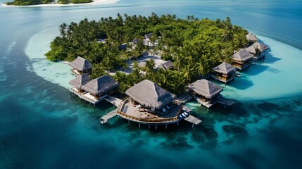 a group of houses on a small island