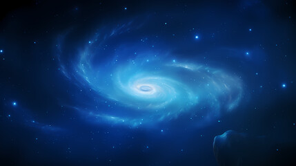 Blue spiral galaxy background, abstract PPT background