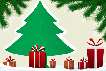 Christmas tree, snowflake, gift box. Generative AI
