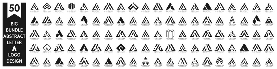 collection abstract letter A logo design. modern logotype A design with black color. vector illustration