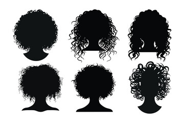 Hand drawn curly hair silhouette