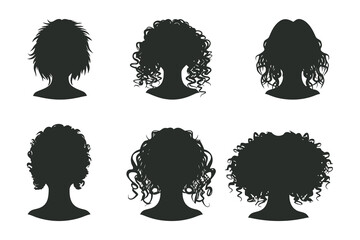 Hand drawn curly hair silhouette