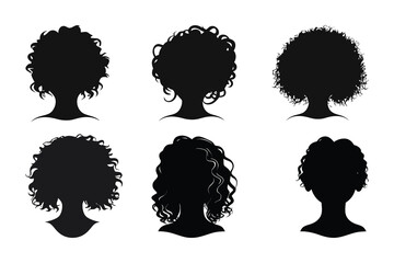 Hand drawn curly hair silhouette - Powered by Adobe
