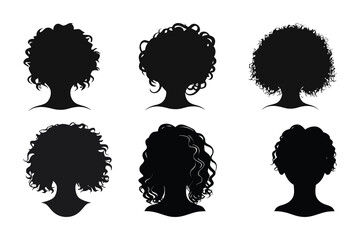Hand drawn curly hair silhouette