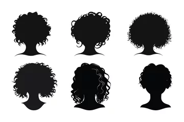 Fotobehang Hand drawn curly hair silhouette © mirazooze